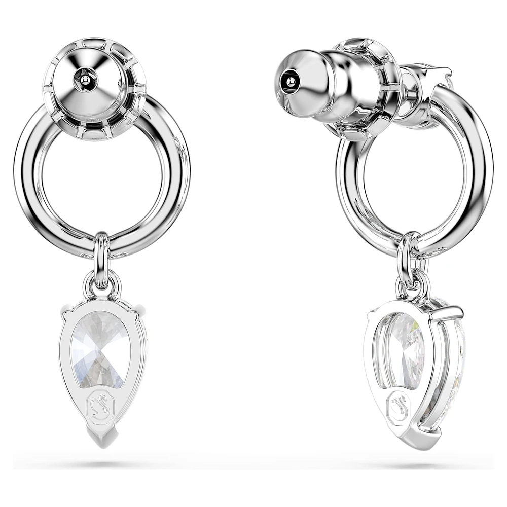 Mesmera drop earrings, Mixed cuts, White, Rhodium plated by SWAROVSKI