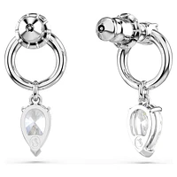 Mesmera drop earrings, Mixed cuts, White, Rhodium plated by SWAROVSKI