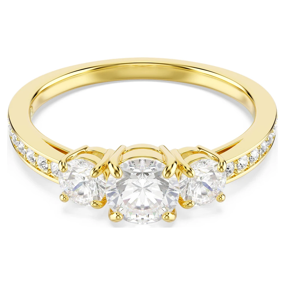 Stilla Attract ring, Round cut, White, Gold-tone plated by SWAROVSKI