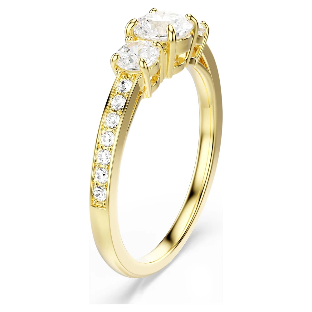 Stilla Attract ring, Round cut, White, Gold-tone plated by SWAROVSKI