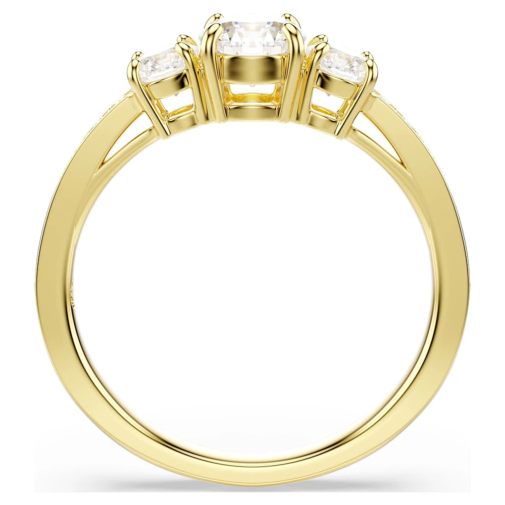 Stilla Attract ring, Round cut, White, Gold-tone plated by SWAROVSKI