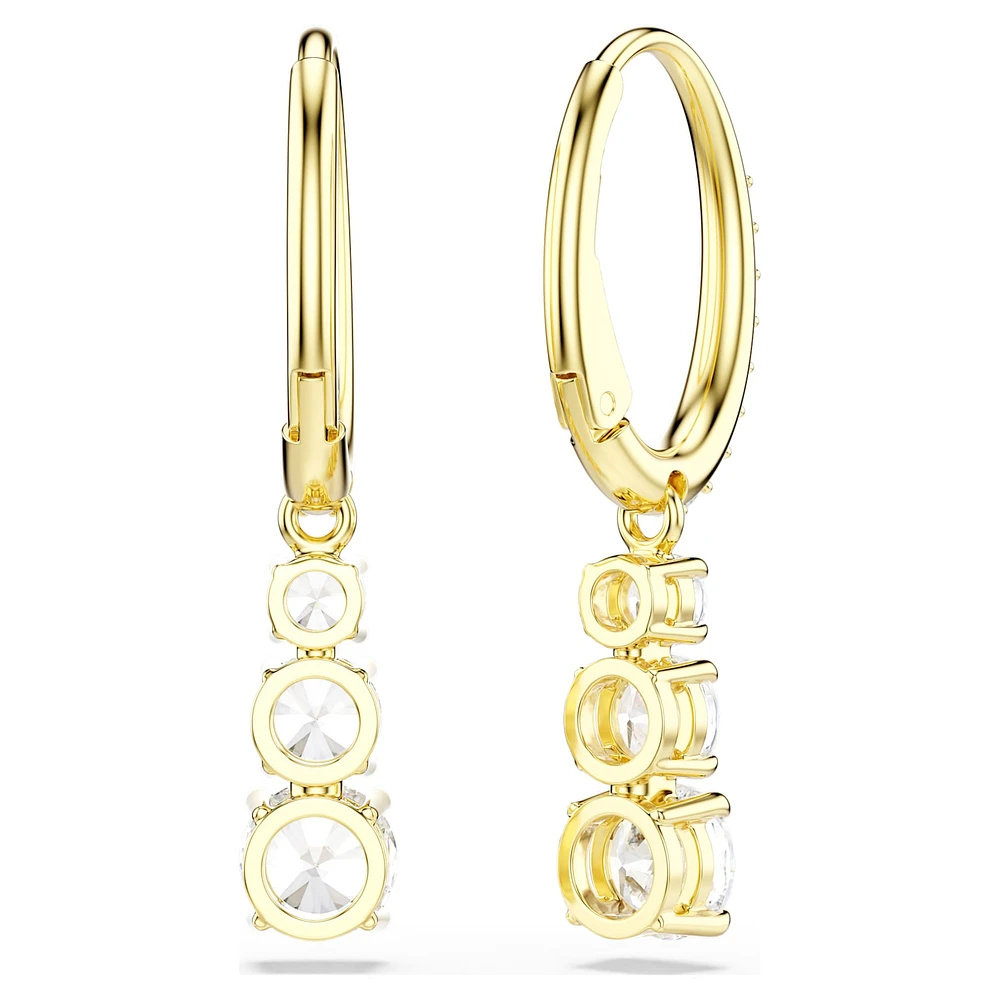 Stilla Attract hoop earrings, Round cut, White, Gold-tone plated by SWAROVSKI