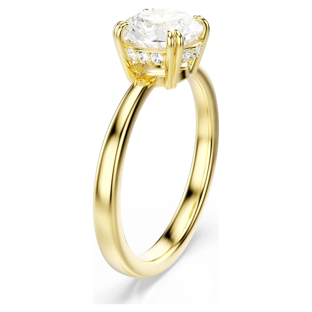 Stilla Attract cocktail ring, Round cut, White, Gold-tone plated by SWAROVSKI