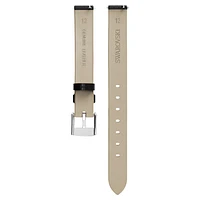 Watch strap, 12 mm (0.47") width, Leather, Black, Stainless steel by SWAROVSKI