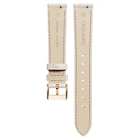 Watch strap, 16 mm (0.63") width, Leather with stitching, Gray, Rose gold-tone finish by SWAROVSKI