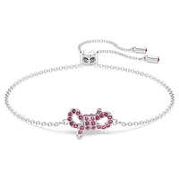 Lifelong Bow bracelet, Bow, Pink, Rhodium plated by SWAROVSKI