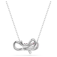 Lifelong Bow pendant, Bow, Pink, Rhodium plated by SWAROVSKI