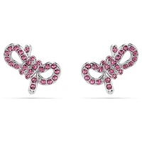 Lifelong Bow stud earrings, Bow, Pink, Rhodium plated by SWAROVSKI