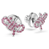 Lifelong Bow stud earrings, Bow, Pink, Rhodium plated by SWAROVSKI