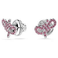 Lifelong Bow stud earrings, Bow, Pink, Rhodium plated by SWAROVSKI
