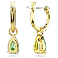 Attract drop earrings, Pear cut, Green, Gold-tone plated by SWAROVSKI