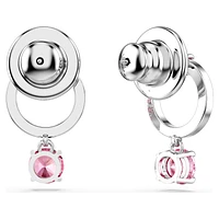 Attract drop earrings, Round cut, Pink, Rhodium plated by SWAROVSKI