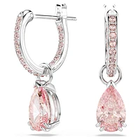Attract drop earrings, Pear cut, Pink, Rhodium plated by SWAROVSKI