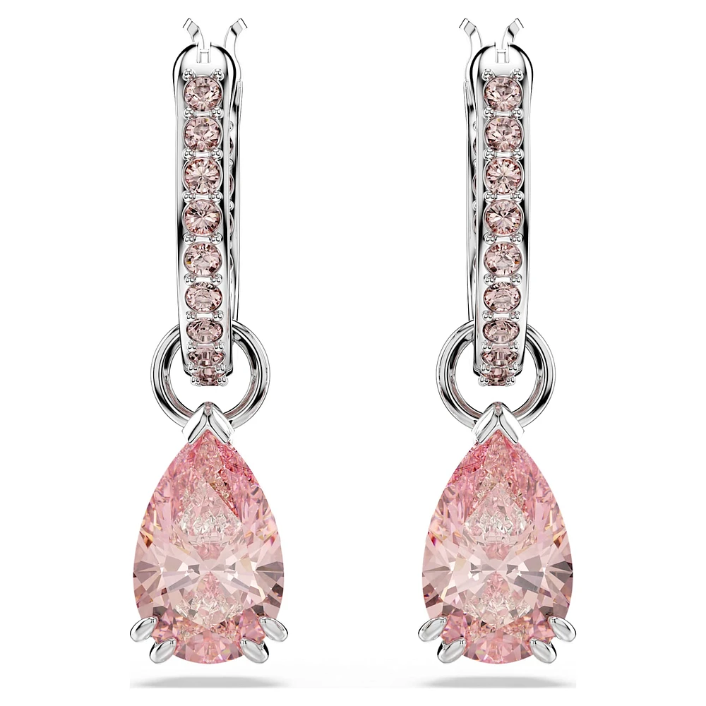 Attract drop earrings, Pear cut, Pink, Rhodium plated by SWAROVSKI