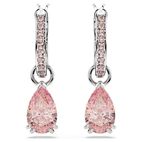 Attract drop earrings, Pear cut, Pink, Rhodium plated by SWAROVSKI
