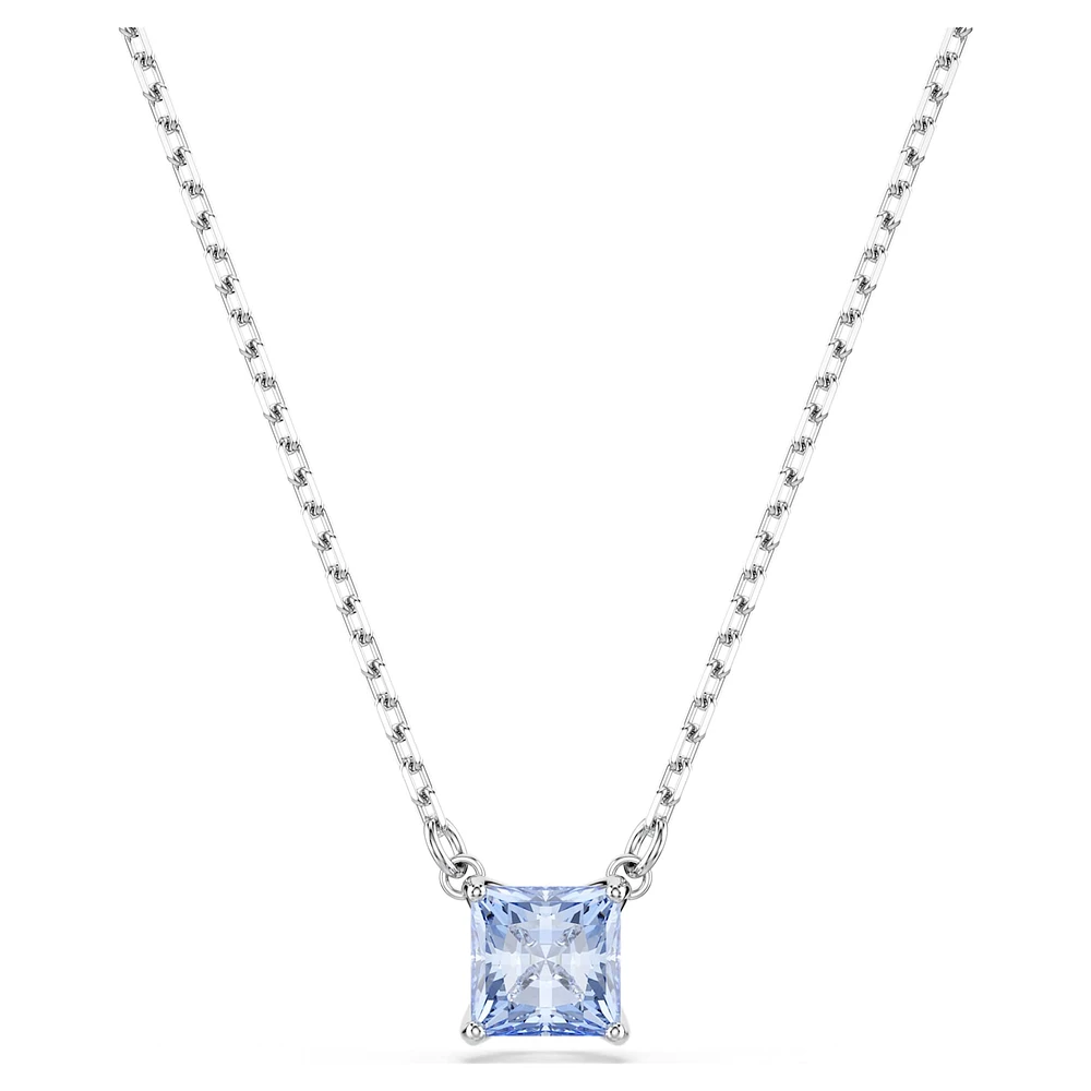 Matrix pendant, Square cut, Blue, Rhodium plated by SWAROVSKI