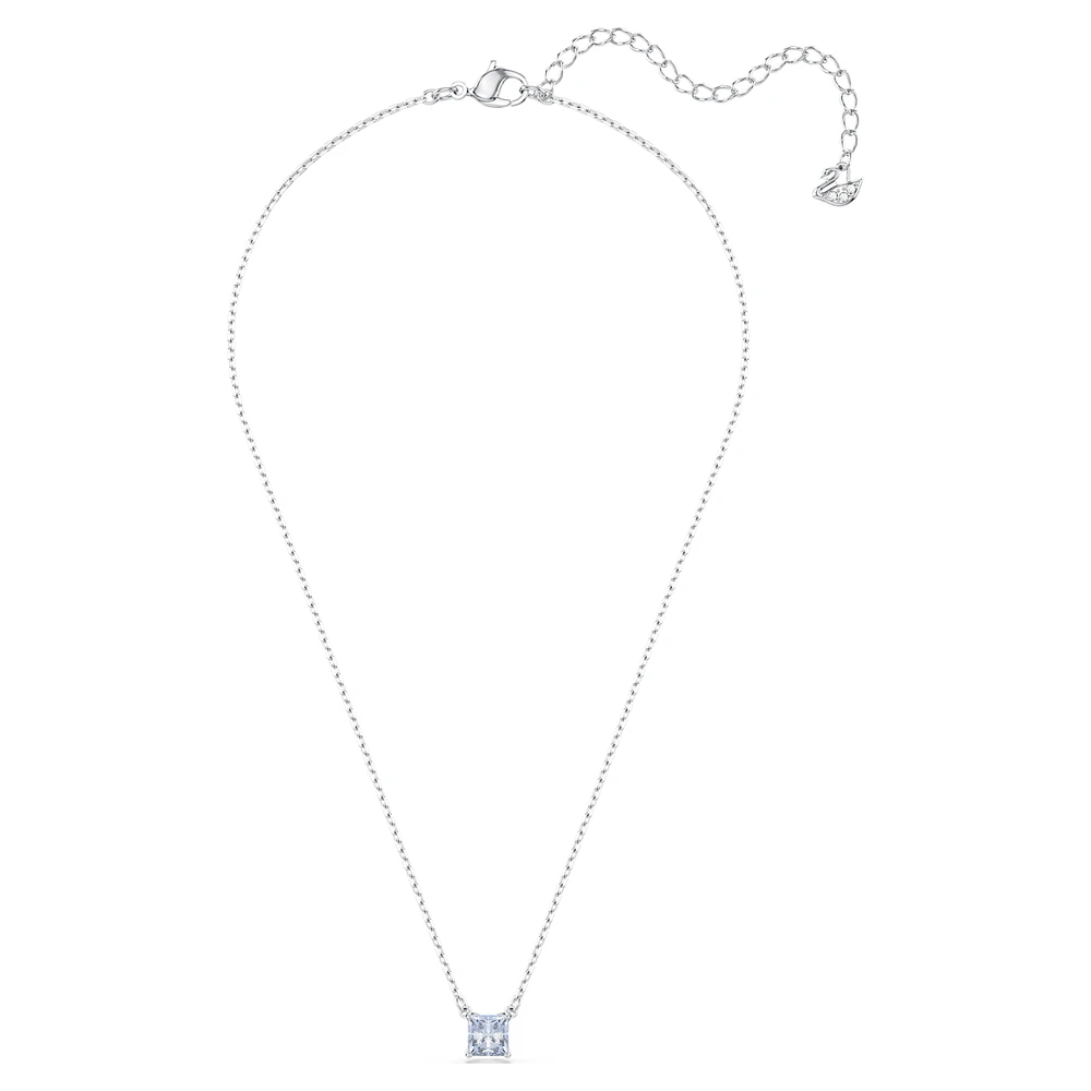 Matrix pendant, Square cut, Blue, Rhodium plated by SWAROVSKI