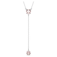 Attract Y necklace, Round cut, Pink, Rhodium plated by SWAROVSKI