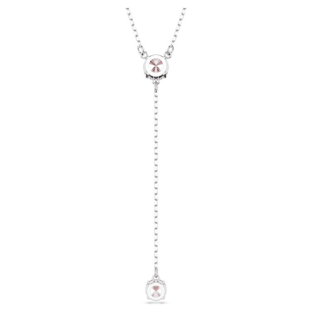 Attract Y necklace, Round cut, Pink, Rhodium plated by SWAROVSKI