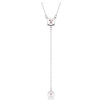 Attract Y necklace, Round cut, Pink, Rhodium plated by SWAROVSKI