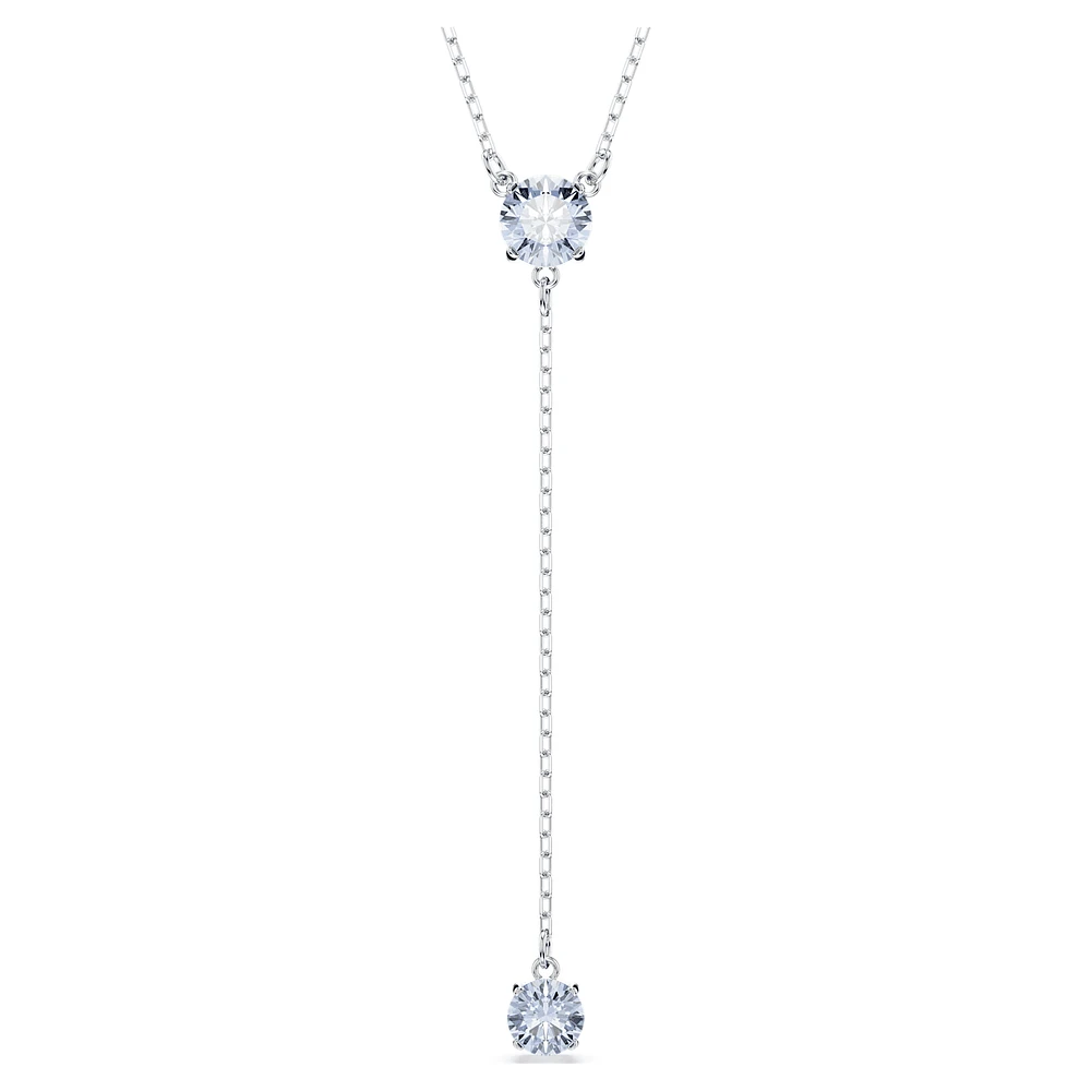 Attract Y necklace, Round cut, Blue, Rhodium plated by SWAROVSKI