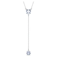 Attract Y necklace, Round cut, Blue, Rhodium plated by SWAROVSKI