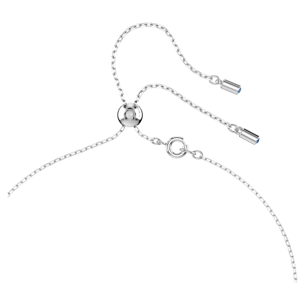 Attract Y necklace, Round cut, Blue, Rhodium plated by SWAROVSKI