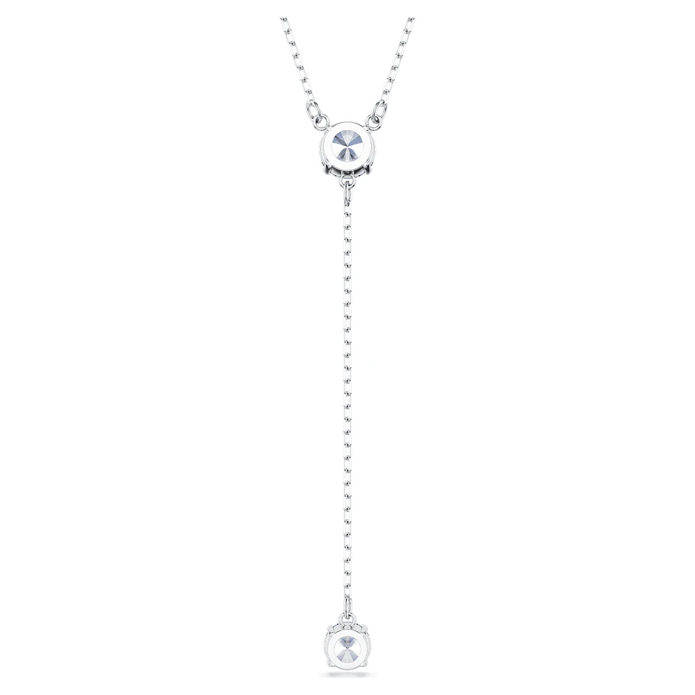 Attract Y necklace, Round cut, Blue, Rhodium plated by SWAROVSKI