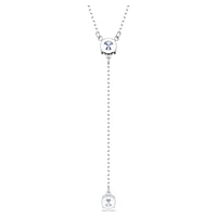 Attract Y necklace, Round cut, Blue, Rhodium plated by SWAROVSKI