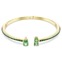 Matrix cuff, Mixed cuts, Green, Gold-tone plated by SWAROVSKI
