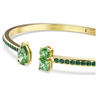 Matrix cuff, Mixed cuts, Green, Gold-tone plated by SWAROVSKI