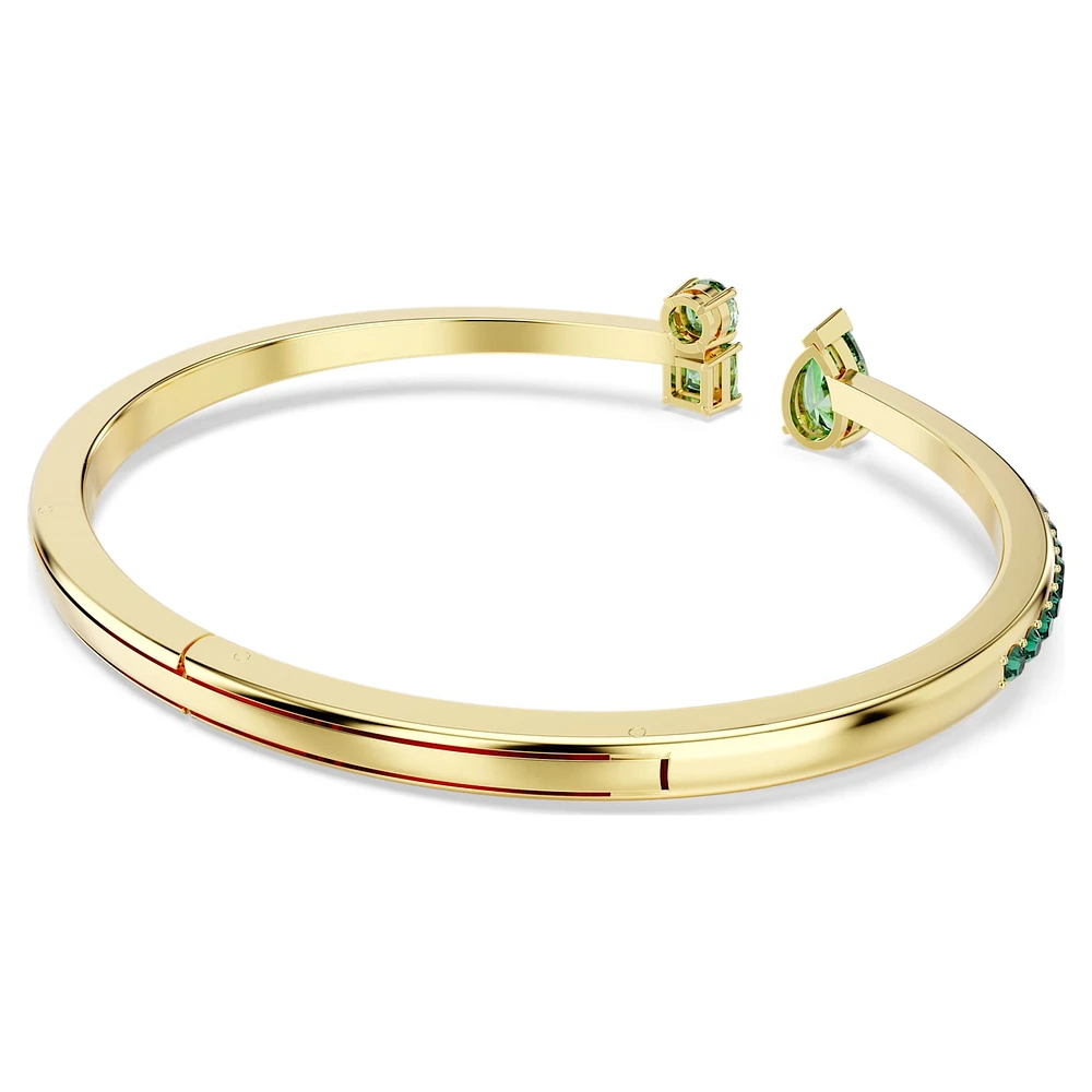 Matrix cuff, Mixed cuts, Green, Gold-tone plated by SWAROVSKI