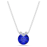 Bella V pendant, Round cut, Blue, Rhodium plated by SWAROVSKI