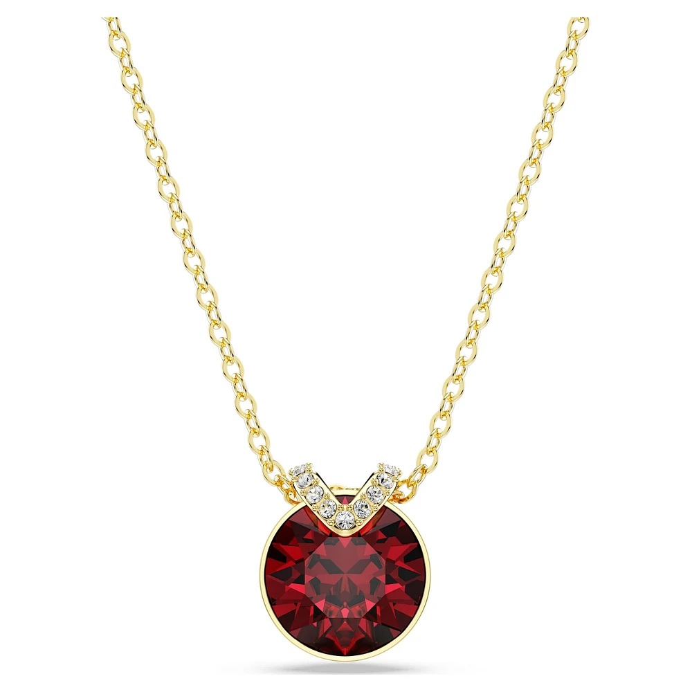 Bella V pendant, Round cut, Red, Gold-tone plated by SWAROVSKI