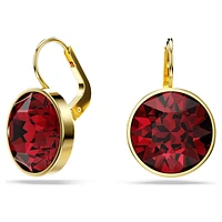 Bella drop earrings, Round cut, Red, Gold-tone plated by SWAROVSKI