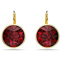 Bella drop earrings, Round cut, Red, Gold-tone plated by SWAROVSKI