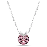 Bella V pendant, Round cut, Pink, Rhodium plated by SWAROVSKI