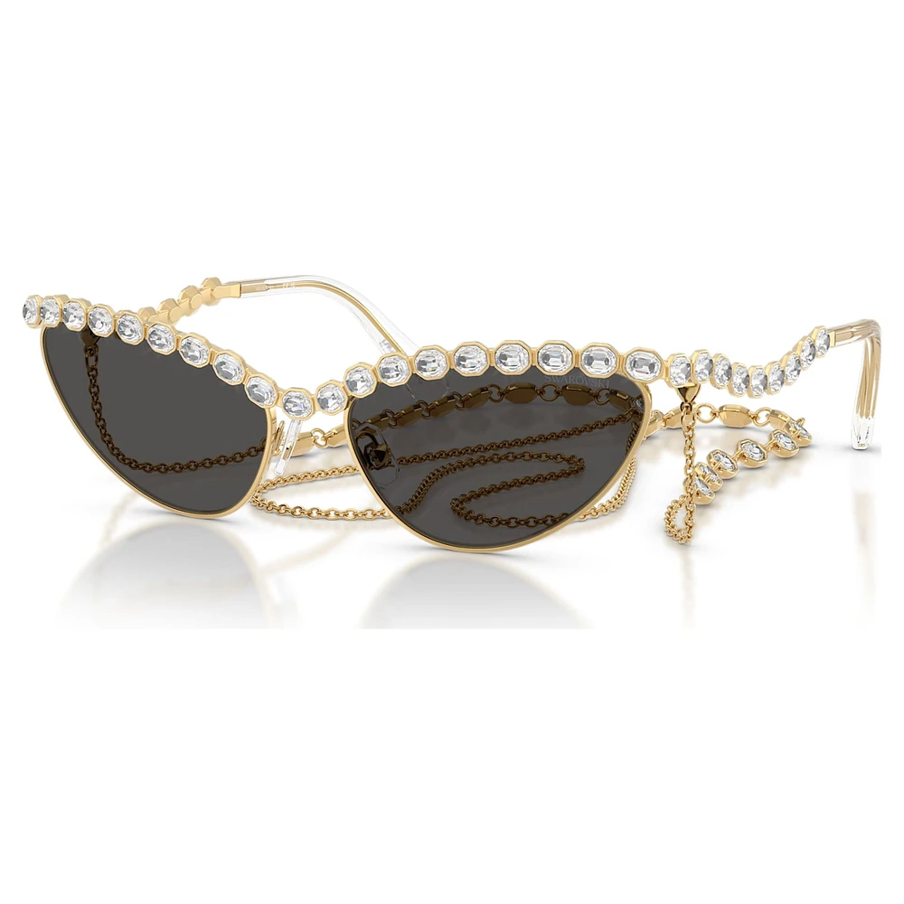 Sunglasses, Cat-eye shape, Chain, Grey by SWAROVSKI