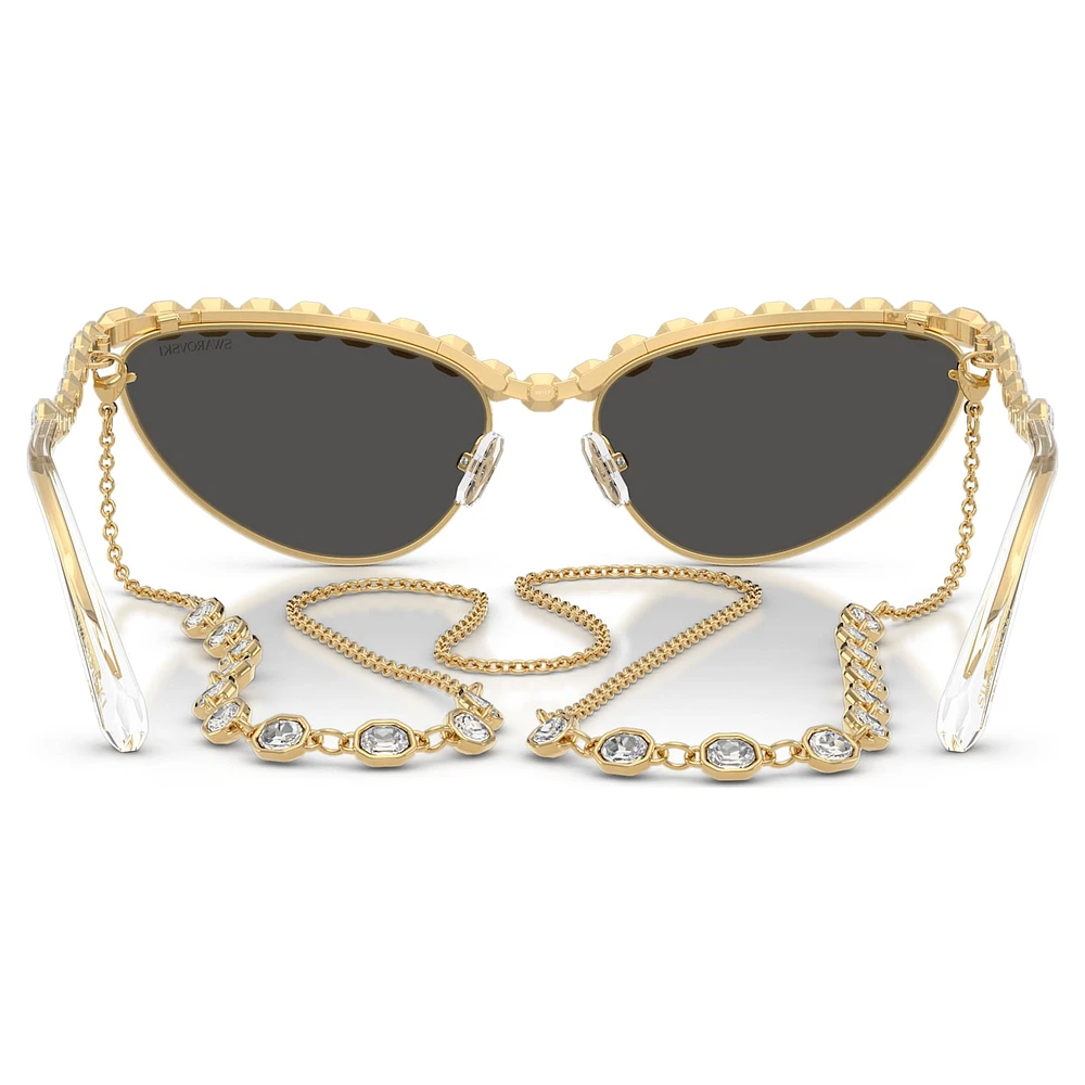 Sunglasses, Cat-eye shape, Chain, Grey by SWAROVSKI