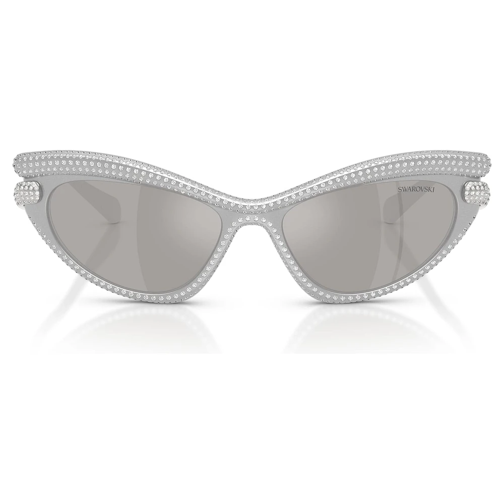 Sunglasses, Cat-Eye shape, Silver Tone by SWAROVSKI
