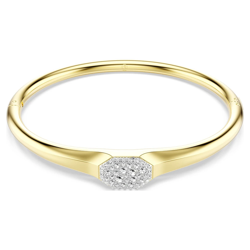 Dextera bangle, Round cut, White, Gold-tone plated by SWAROVSKI