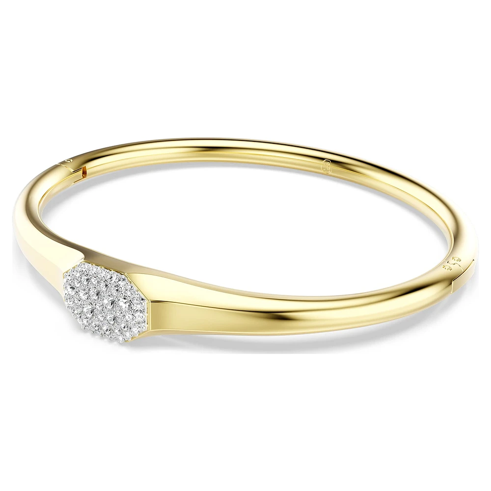 Dextera bangle, Round cut, White, Gold-tone plated by SWAROVSKI