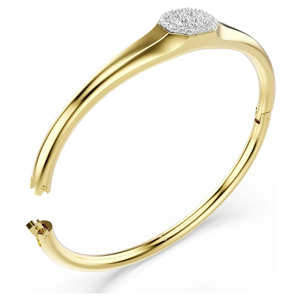 Dextera bangle, Round cut, White, Gold-tone plated by SWAROVSKI
