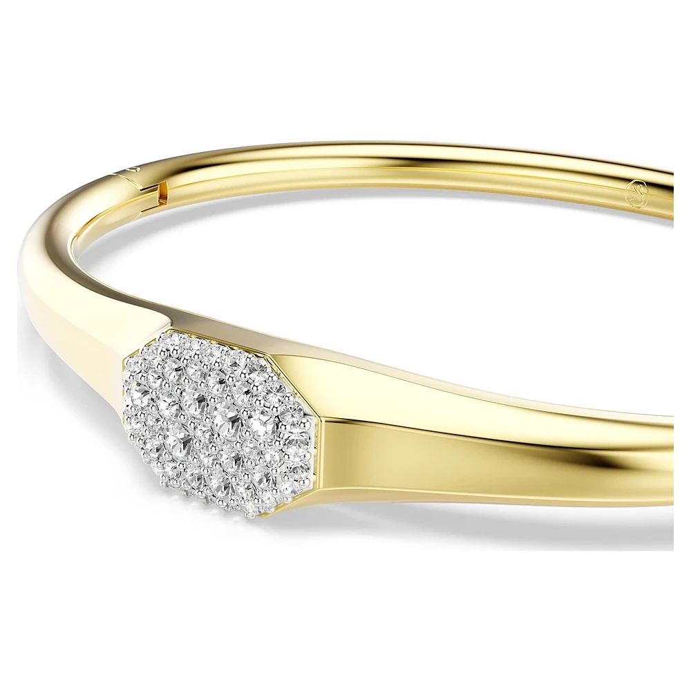 Dextera bangle, Round cut, White, Gold-tone plated by SWAROVSKI