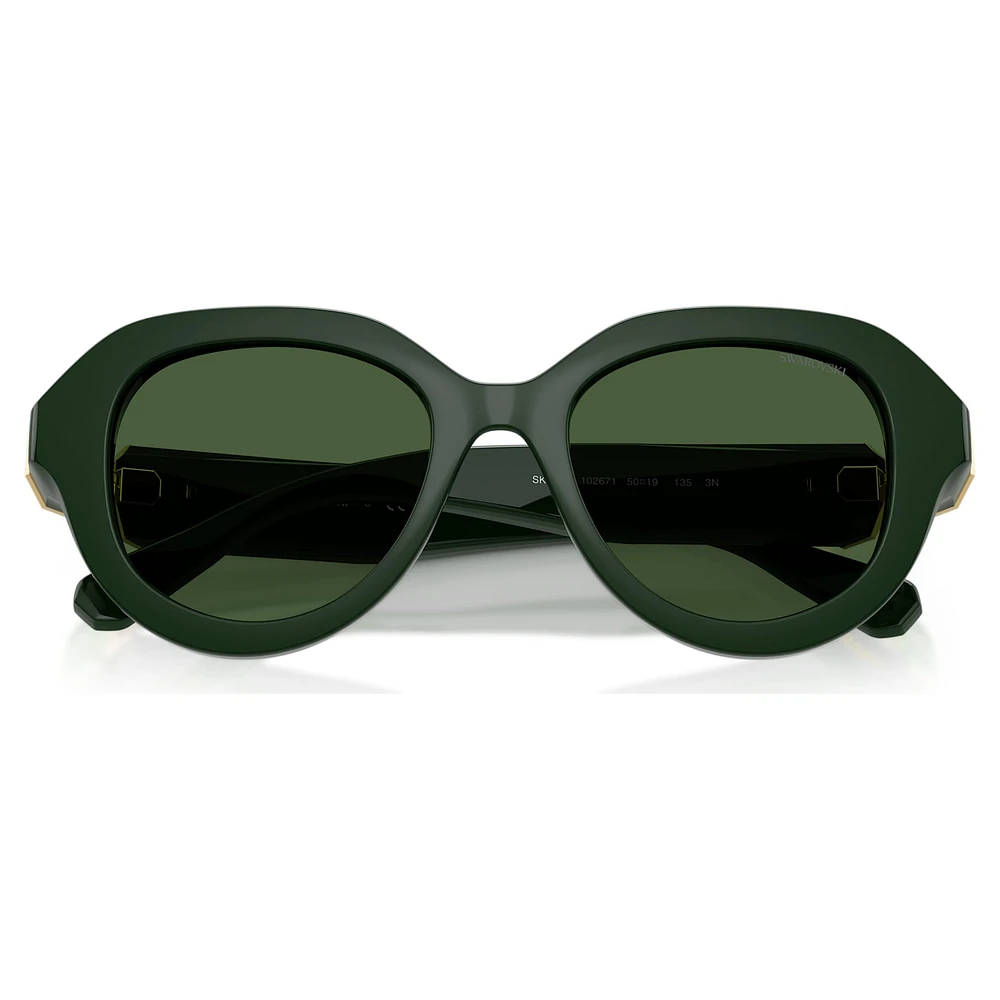 Sunglasses, Round shape, Green by SWAROVSKI