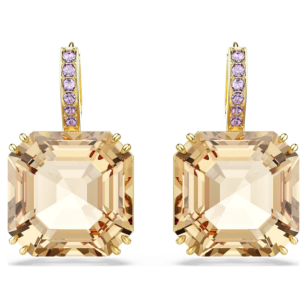 Millenia drop earrings, Mixed cuts, Caramel, Gold-tone plated by SWAROVSKI