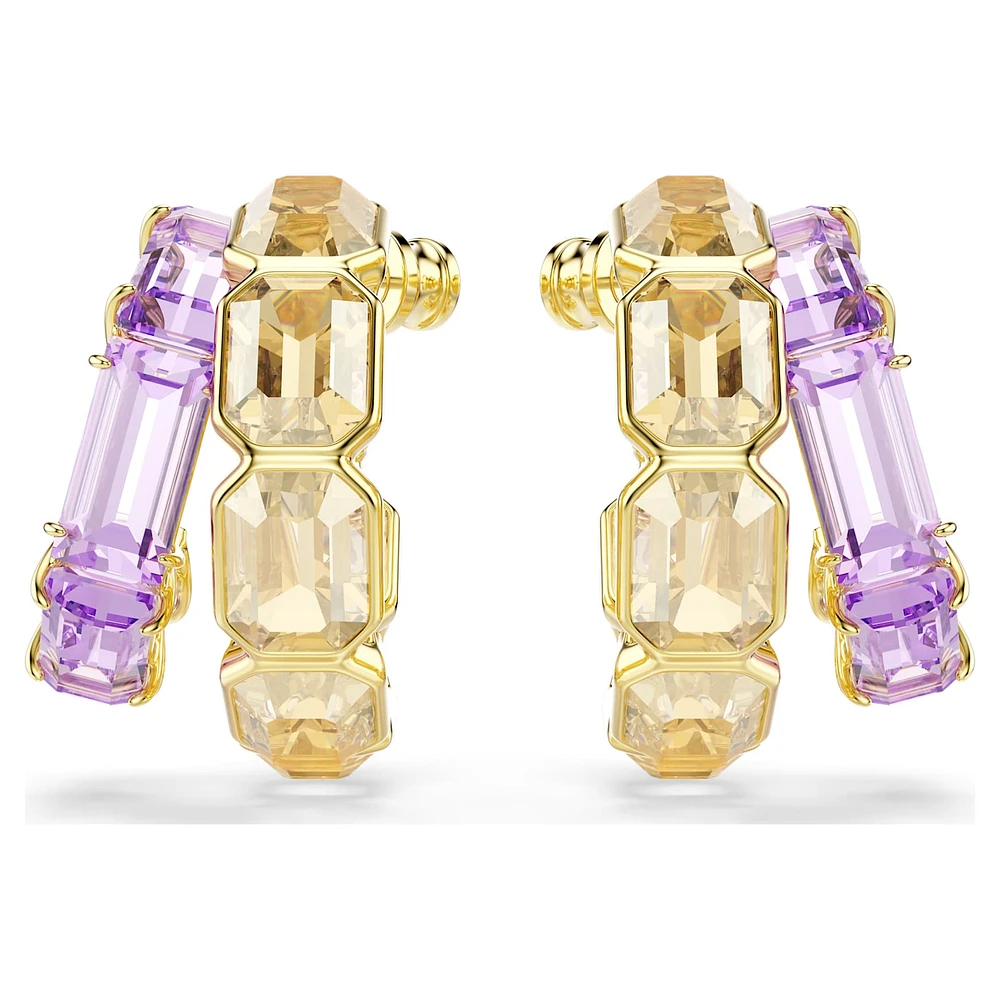 Millenia hoop earrings, Mixed cuts, Multicoloured, Gold-tone plated by SWAROVSKI