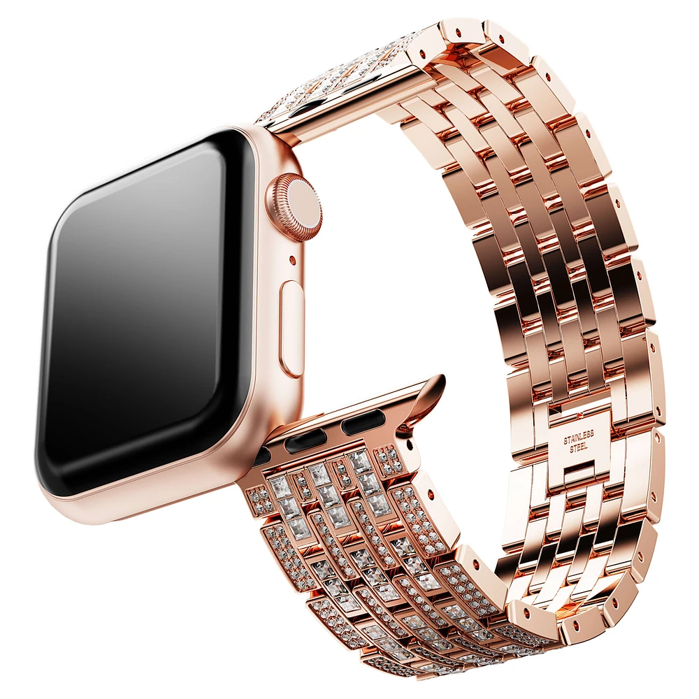 Sparkling princess strap, For Apple Watch® 40 mm & 41mm, Rose gold tone, Rose gold-tone finish by SWAROVSKI