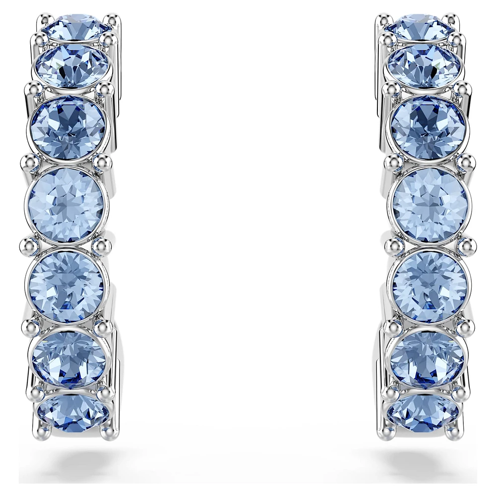 Hoop earrings, Round cut, Blue, Rhodium plated by SWAROVSKI