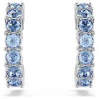 Hoop earrings, Round cut, Blue, Rhodium plated by SWAROVSKI